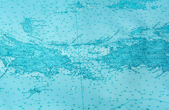 Turquoise Lining with Virgin Islands Map in Ola Kala Bags